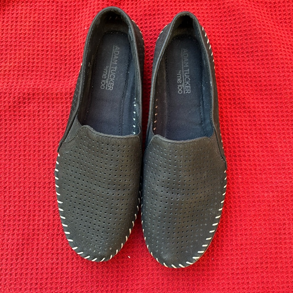 Adam Tucker Laci Black Perforated Slip-On Loafers Size 8